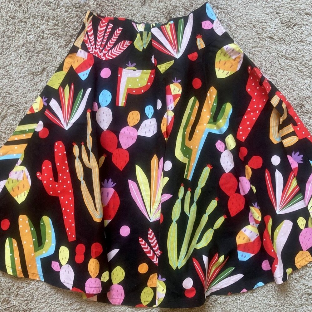 Cactus Cotton Circle Skirt S Handmade Bold Southwestern Print Cowgirl Desert